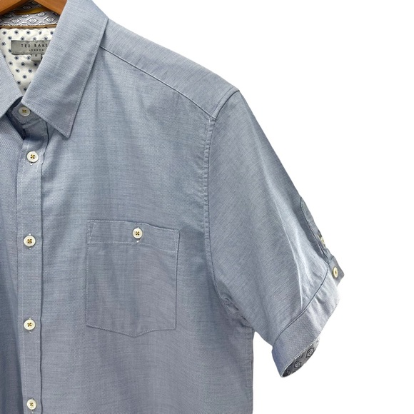 Ted Baker London Size 5 Short Sleeve Button Down Shirt DBL Button Sleeve Accent - Picture 5 of 11
